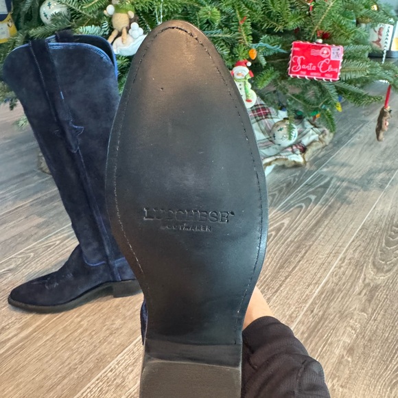 Lucchese Marlin Blue Suede Boots - Picture 3 of 6